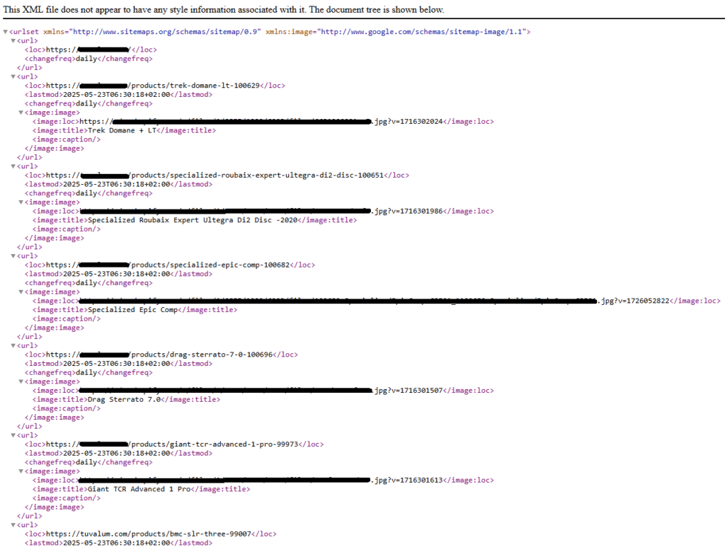 sitemap productos shopify