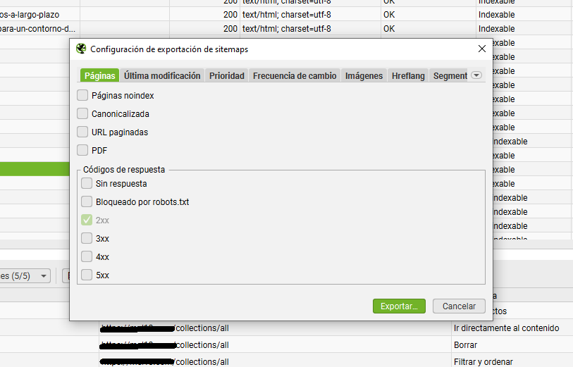 sitemap shopify Screaming Frog