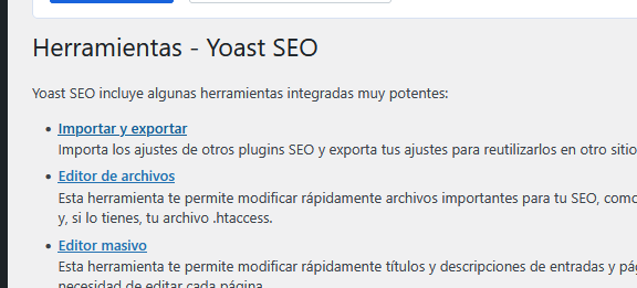 herramienta exportar yoast seo