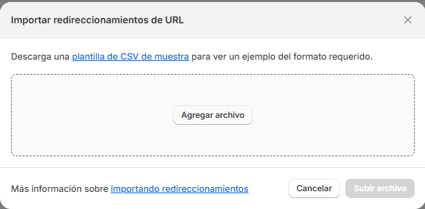importar redirecciones shopify